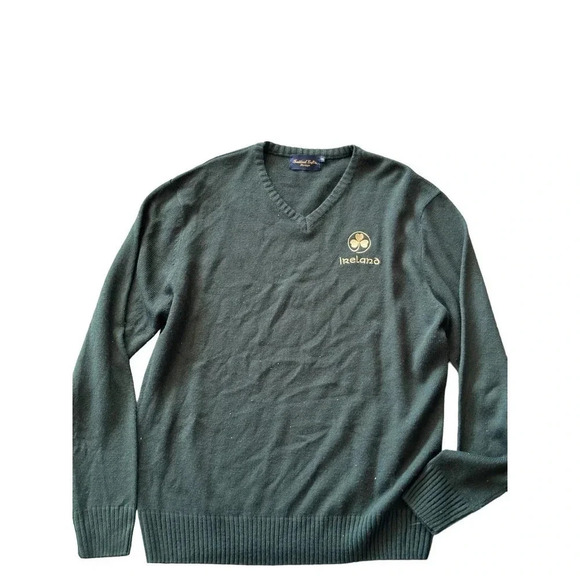 Traditional Crafts Heritage Green Long Sleeve V-Neck Ireland‎ Sweater Size XXL - Picture 3 of 4
